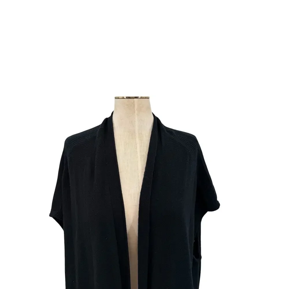 Vince‎ Black Cashmere Wool Open Front Duster Cardigan Sweater Size Large